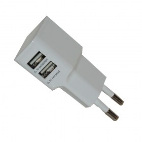 Hálózati töltő fej Feitun dual USB 5v 3,1 A Fehér színű. 1.USB 2,1A  2.USB 1A